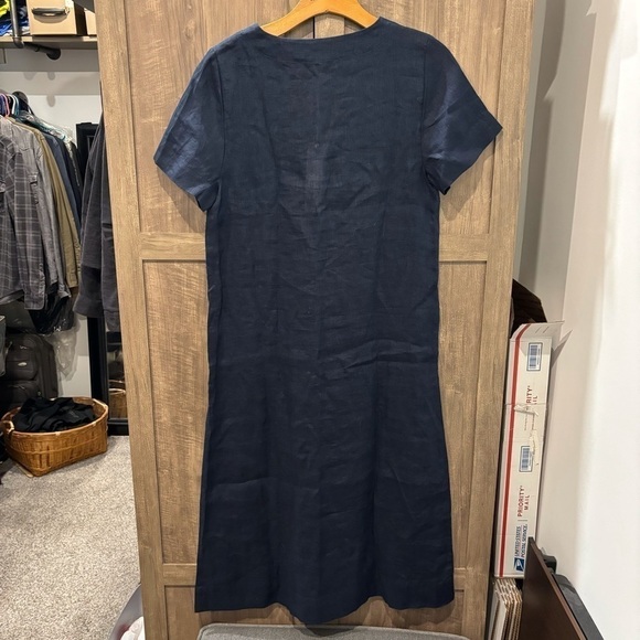 NWT White Label The White Company Linen Midi Dress Navy Blue Size 8 - Picture 2 of 8